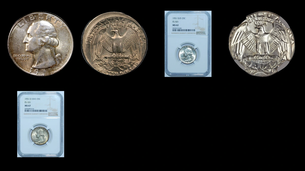 1951 Quarter Errors — error coin photographs