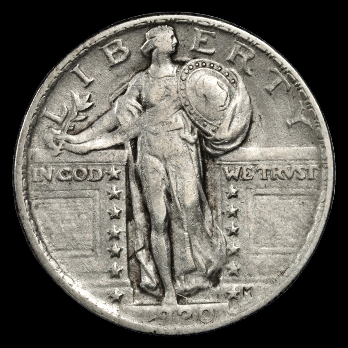 1920 Standing Liberty Quarter: Die Crack / Die Chip
