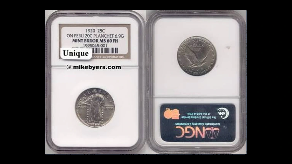 1920 Standing Liberty Quarter: Wrong Planchet / Off-Metal Strike