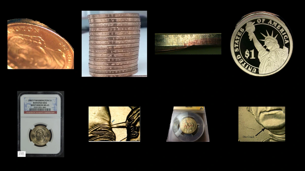 2007 Presidential Dollar Errors — error coin photographs