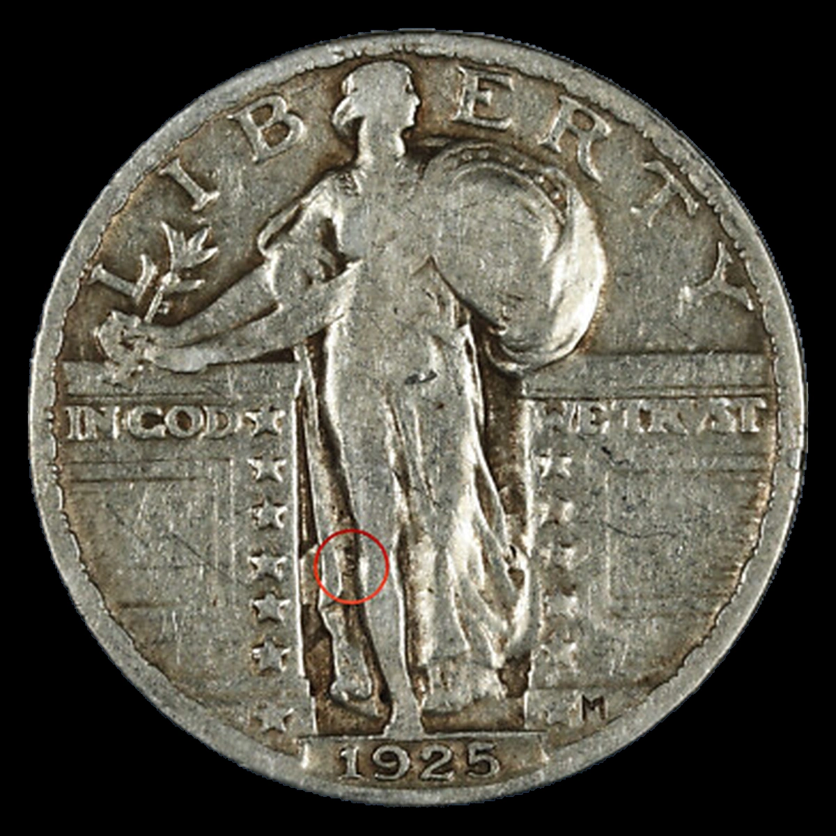 1925 Standing Liberty Quarter: Clashed Dies