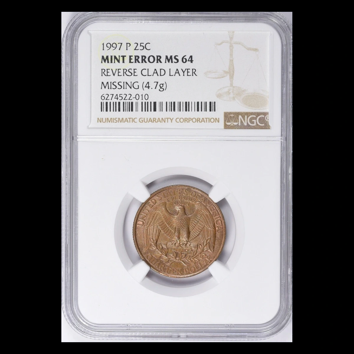 1997 Washington Quarter: Missing Clad Layer