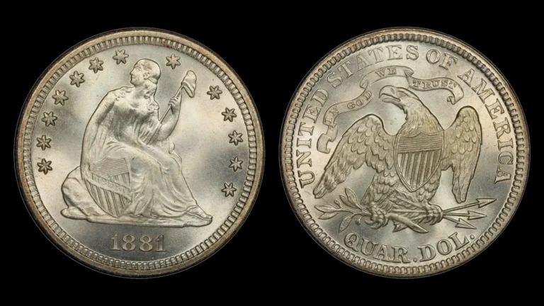 1881 Liberty Seated Quarter, obverse and reverse