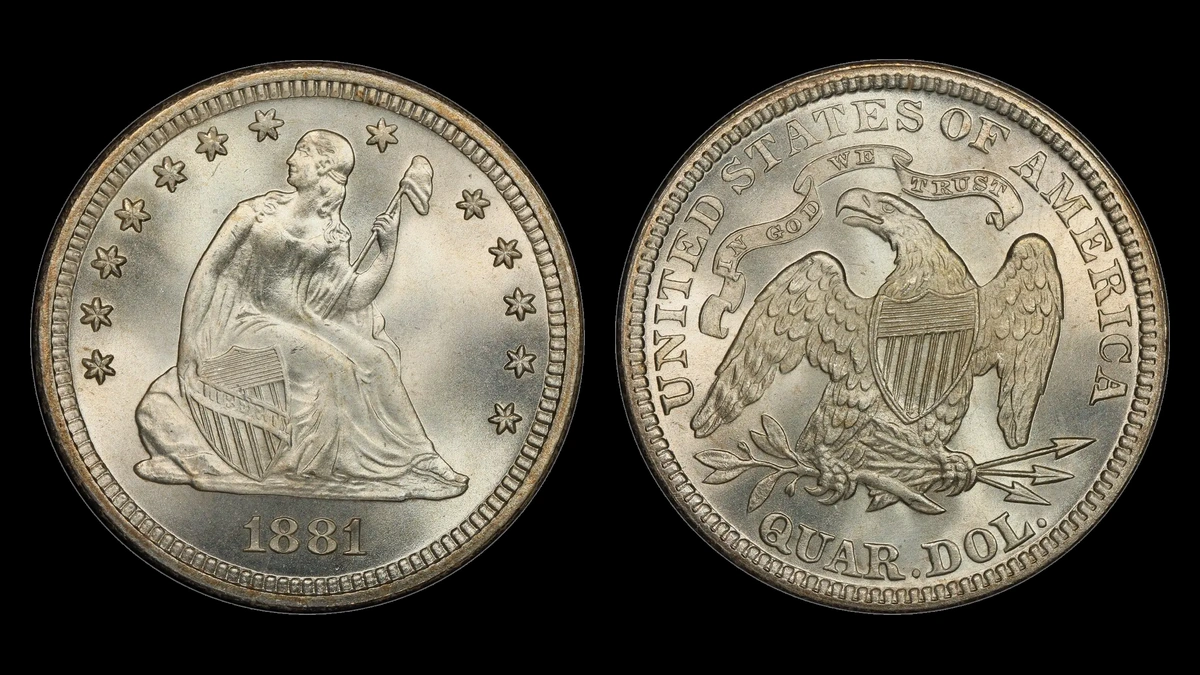 1881 Liberty Seated Quarter, obverse and reverse