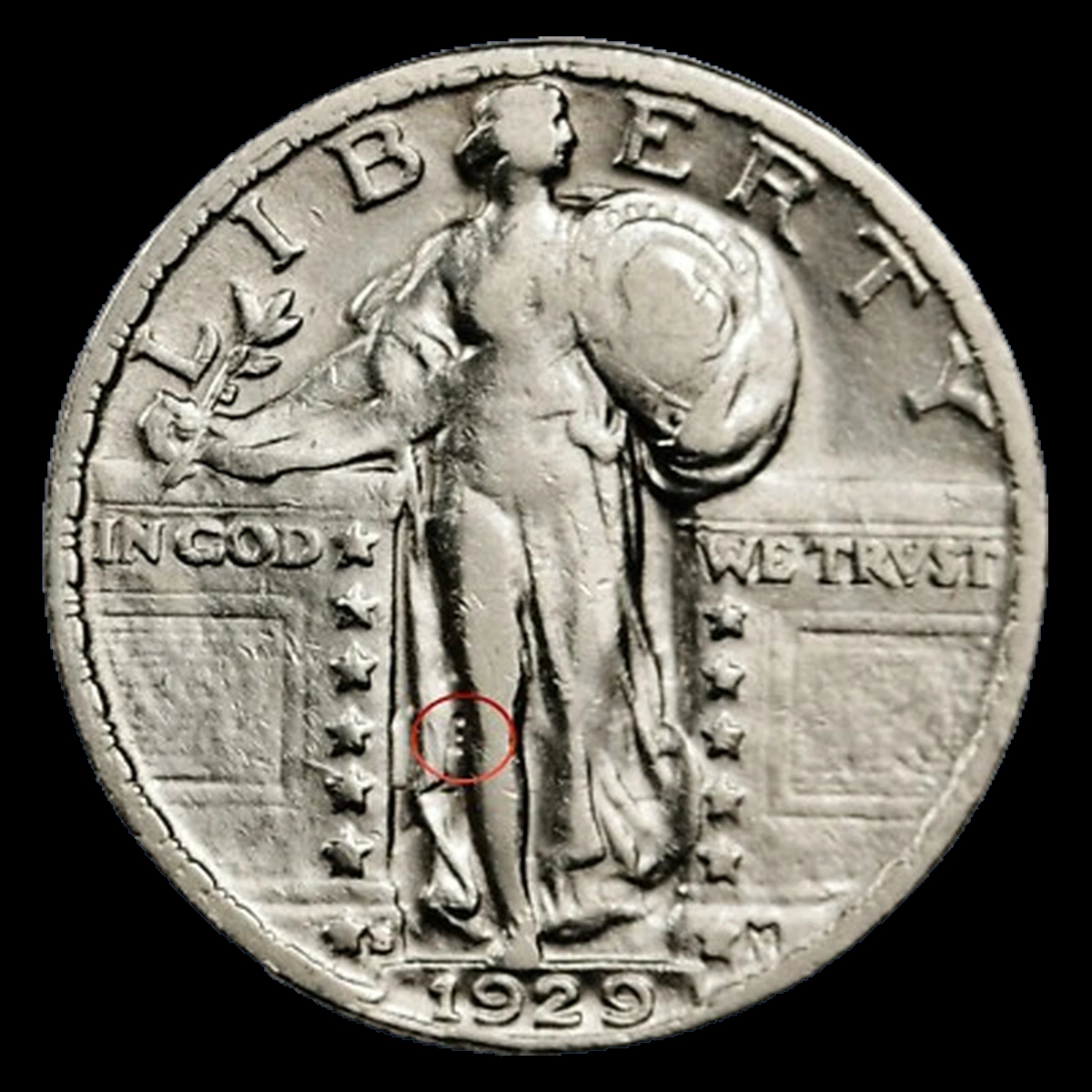 1929 Standing Liberty Quarter: Clashed Dies