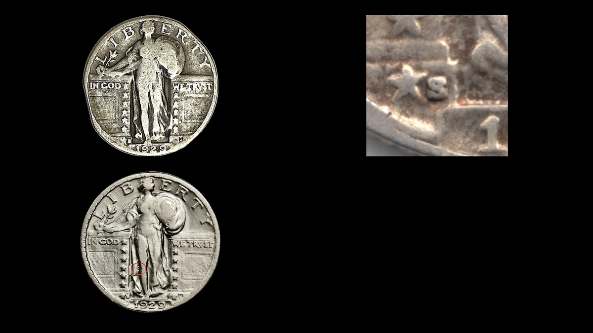 1929 Quarter Errors — error coin photographs