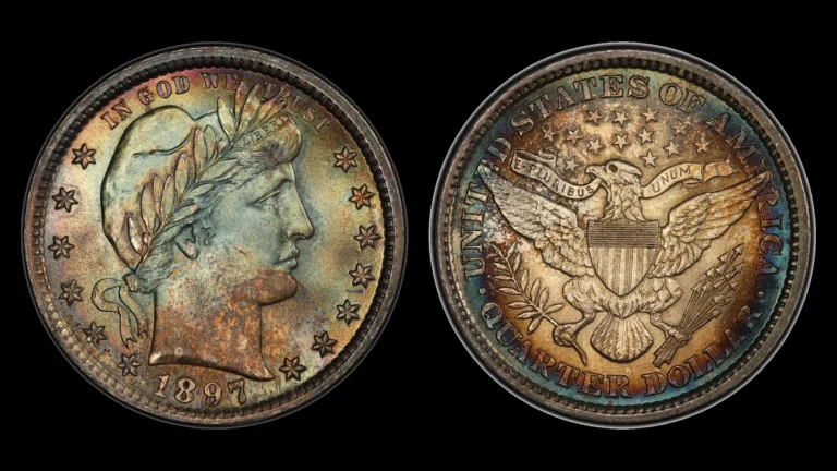 1897 Barber Quarter, obverse and reverse