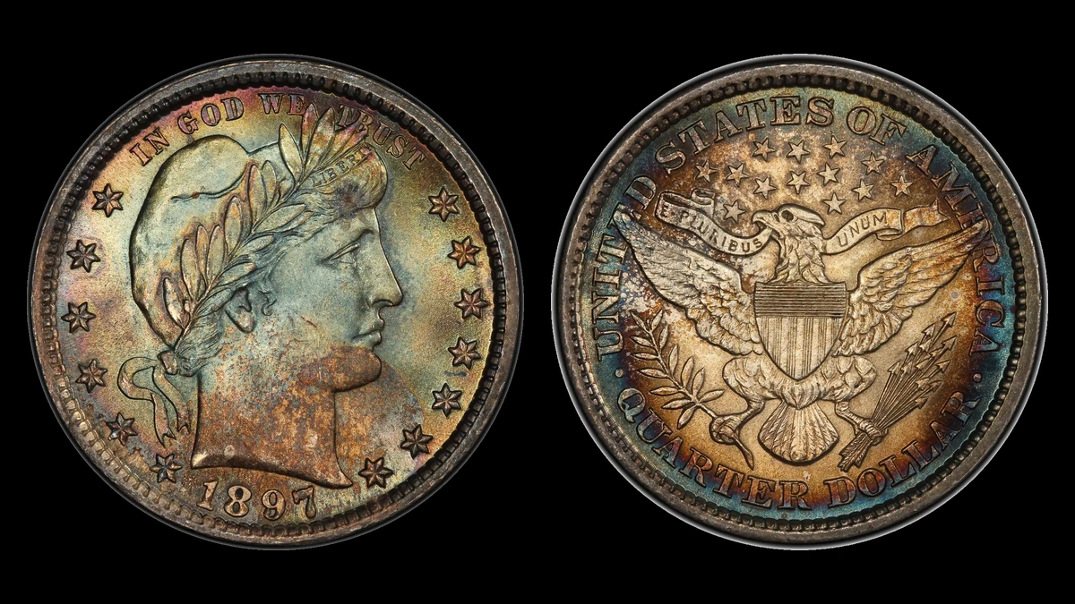 1897 Barber Quarter, obverse and reverse