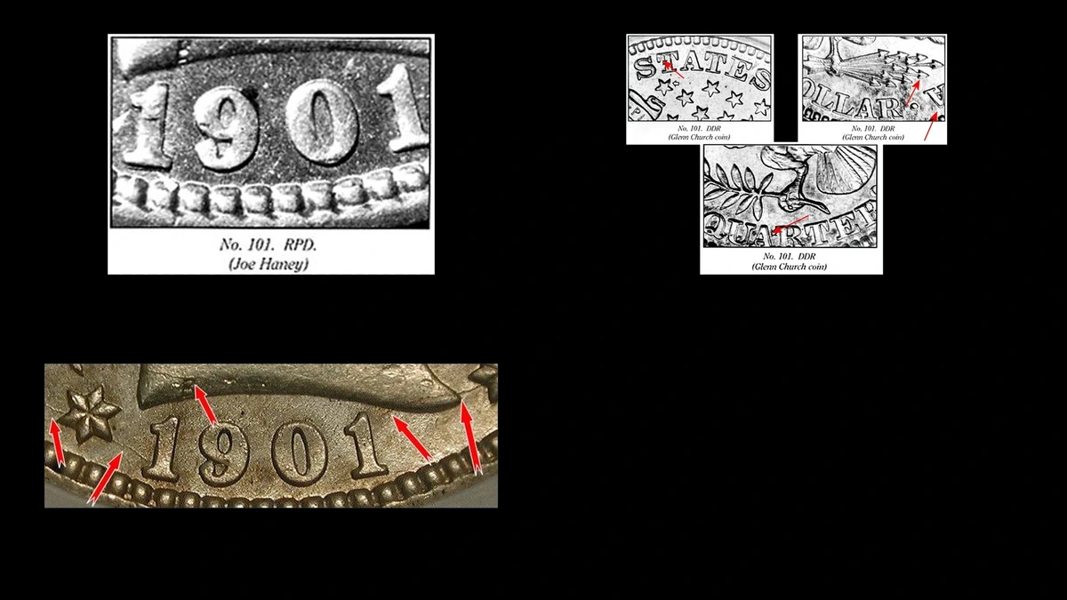 1901 Quarter Errors — error coin photographs