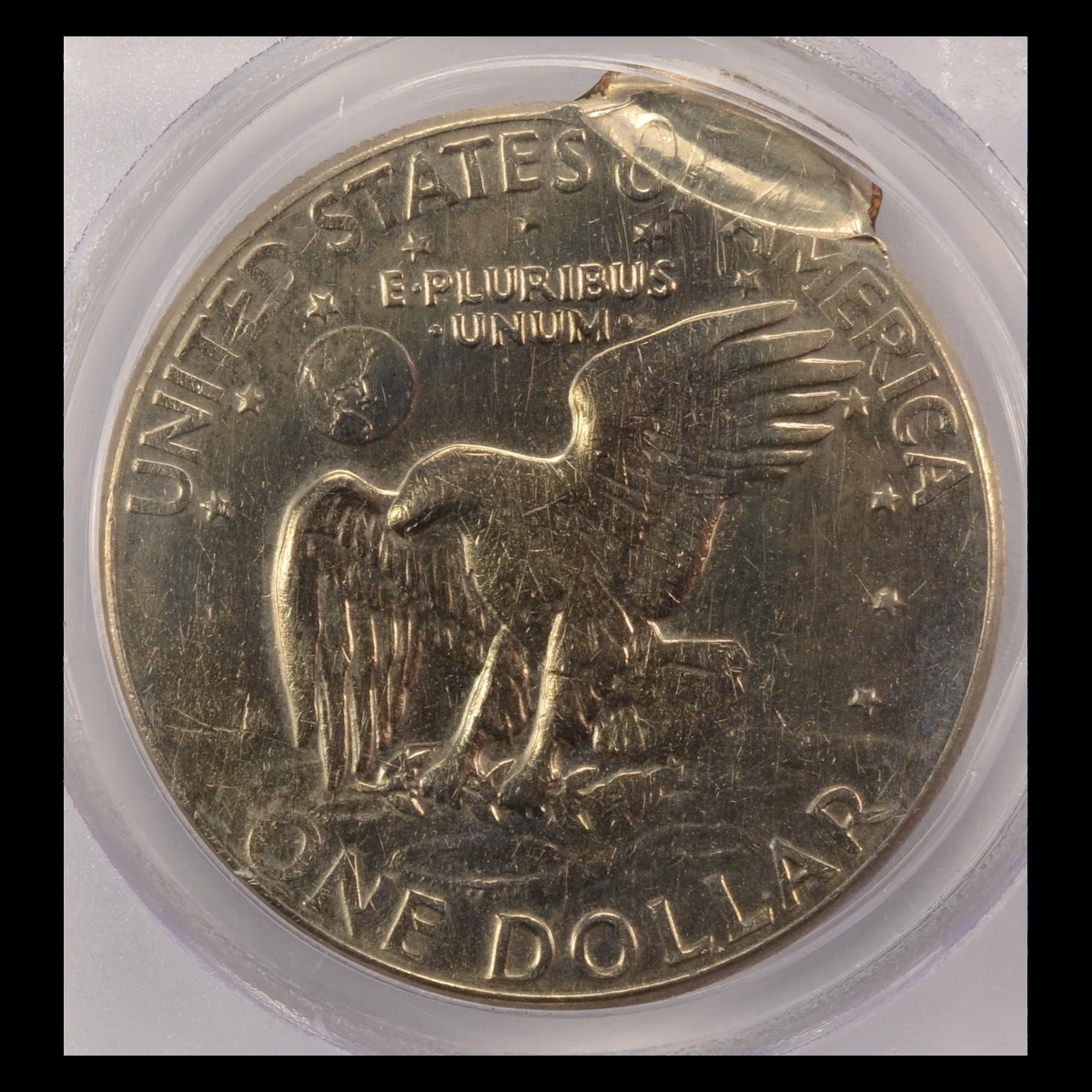 1974 Ike Dollar: double strike with an off-center second impression