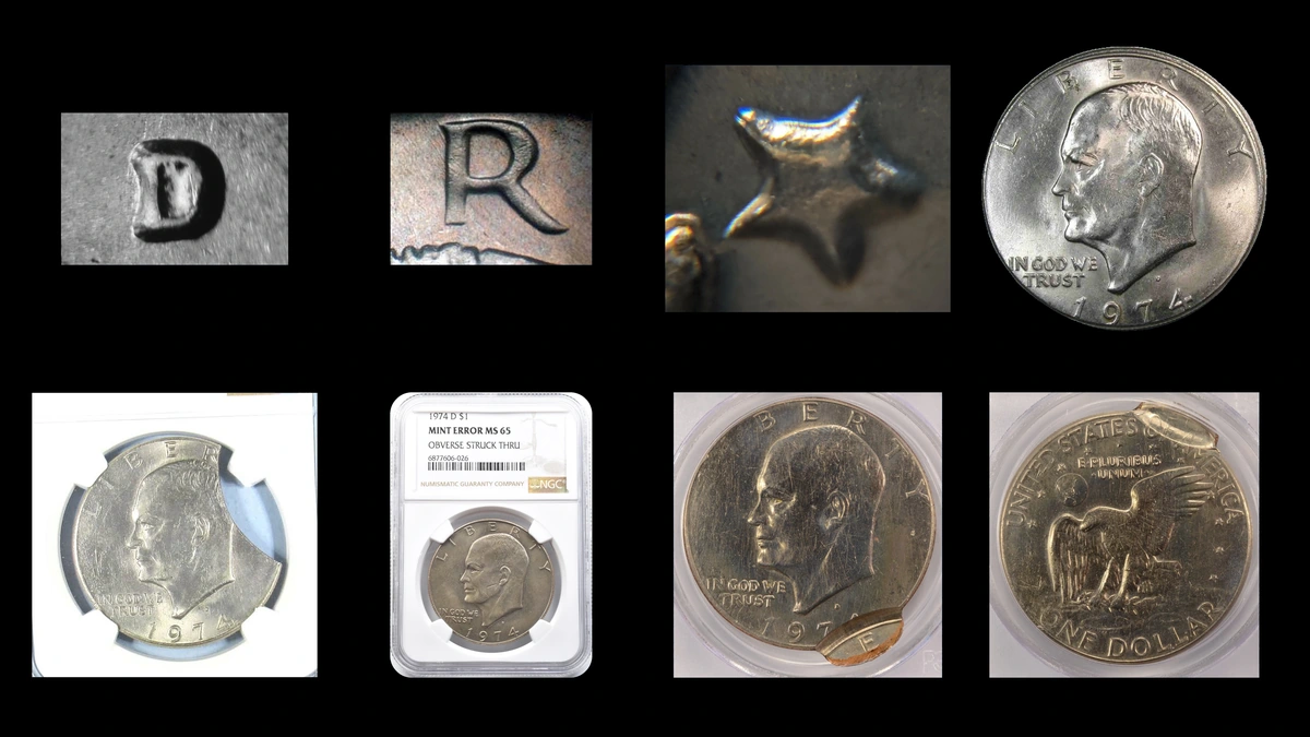 1974 Dollar Errors — error coin photographs