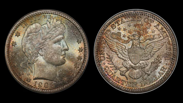 1905 Barber Quarter, obverse and reverse