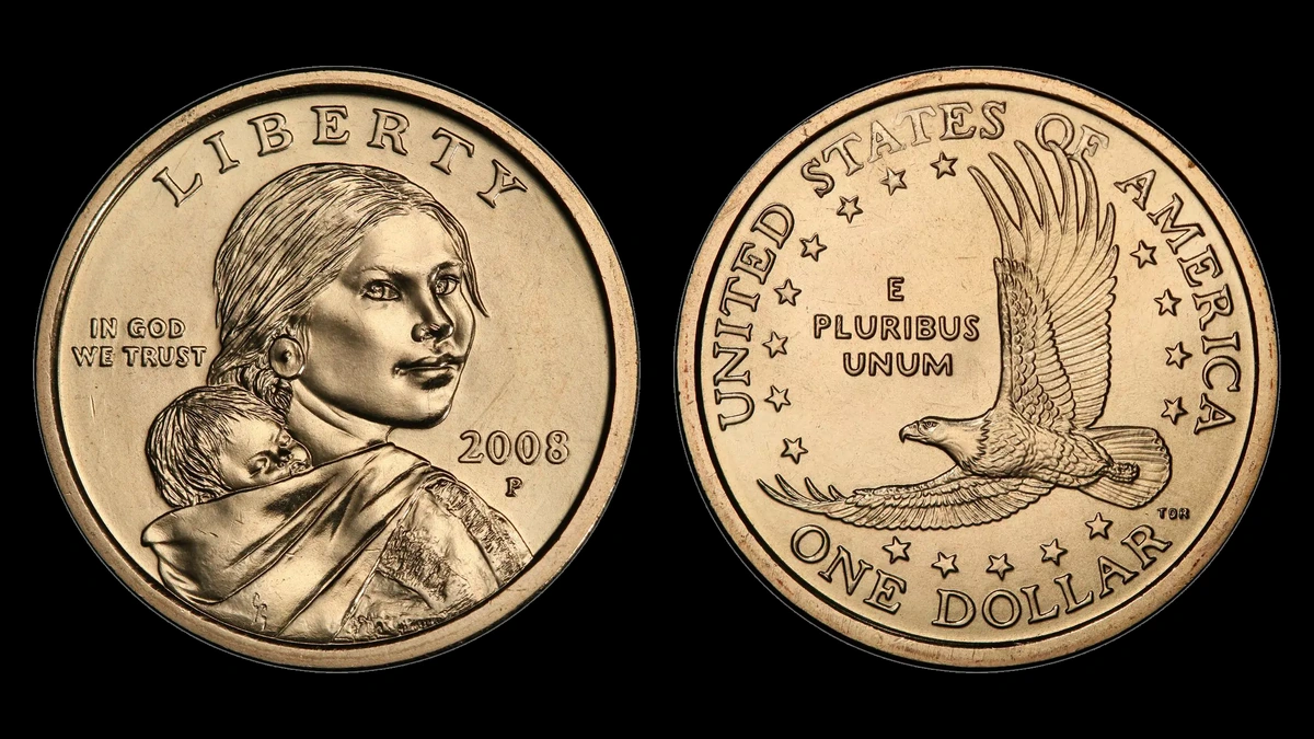 2008-P Sacagawea Dollar, obverse and reverse
