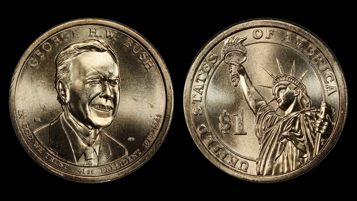 2020-P G.H.W. Bush Pos.A Presidential Dollars, obverse and reverse