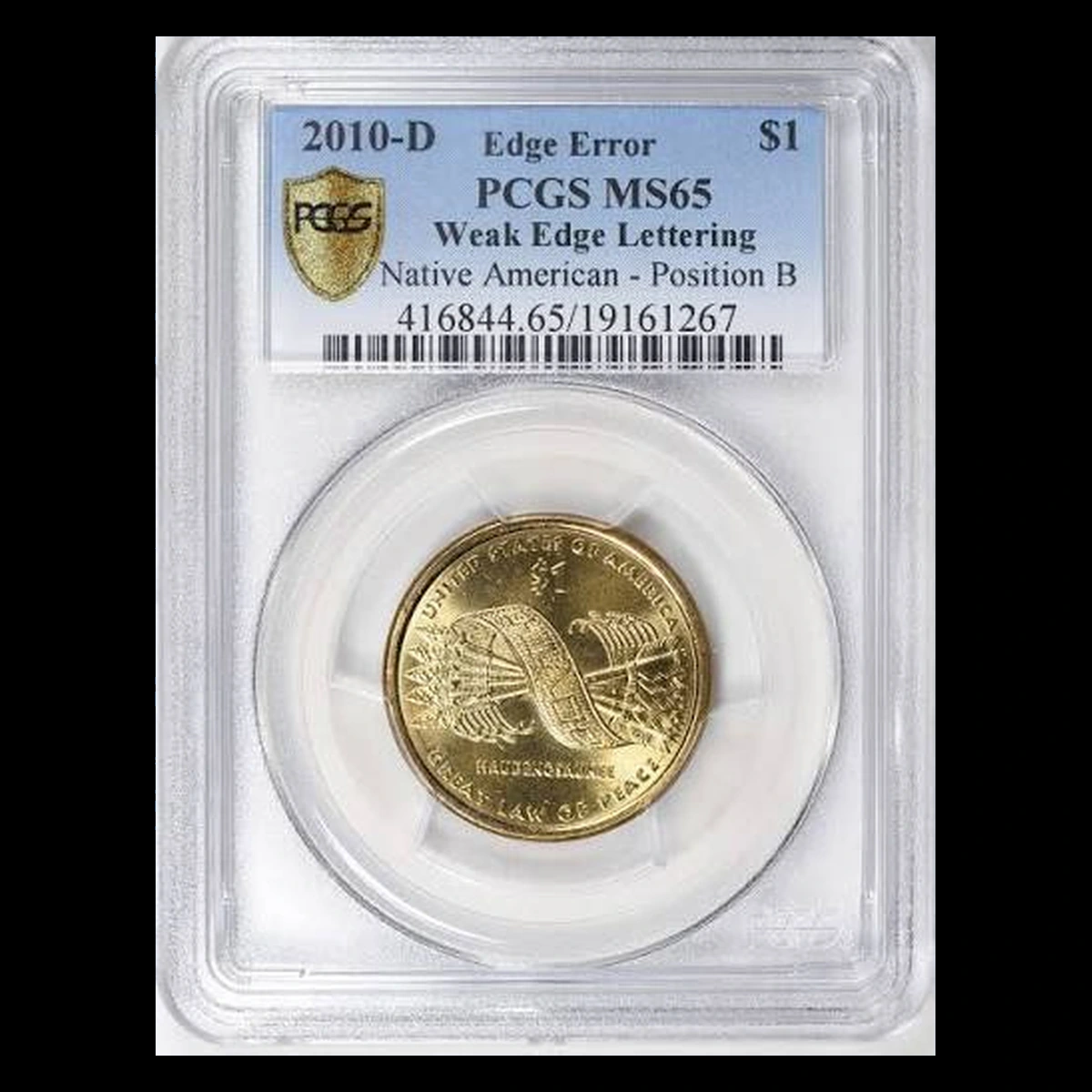 2010 Sacagawea Dollar: Weak / Partial Edge Lettering