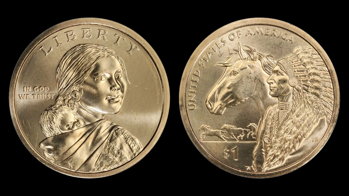 2012-P Pos.A Sacagawea Dollar, obverse and reverse