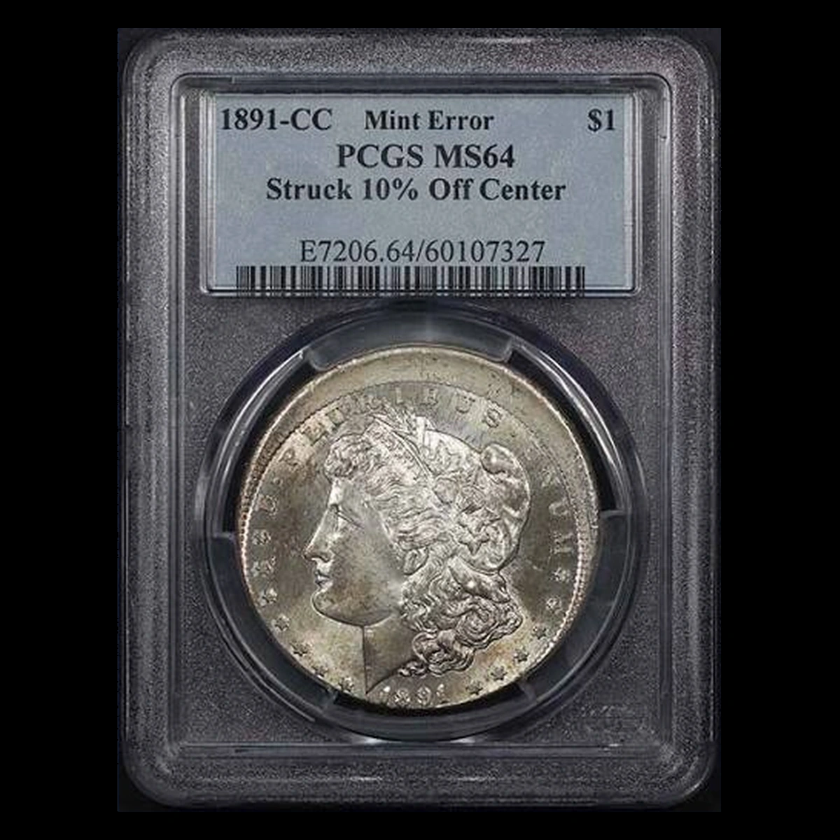1891 Morgan Silver Dollar: Off-Center Strike