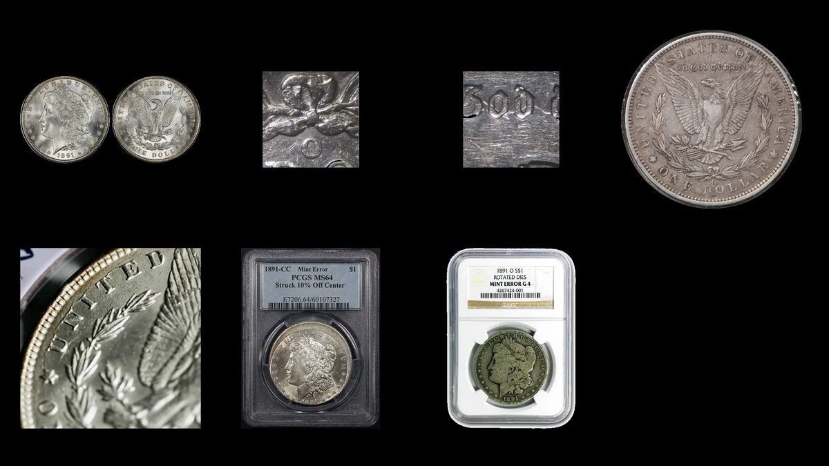 1891 Dollar Errors — error coin photographs