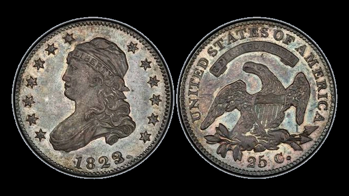 1823 Capped Bust Quarter: Overdate