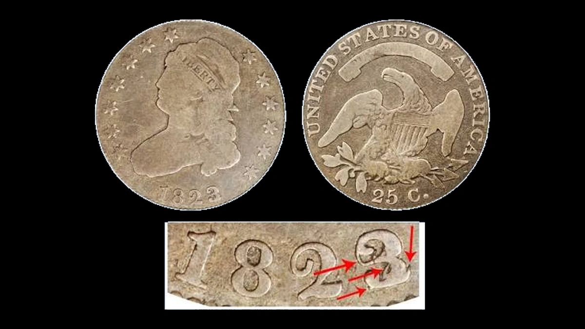 1823 Capped Bust Quarter: Hub Damage