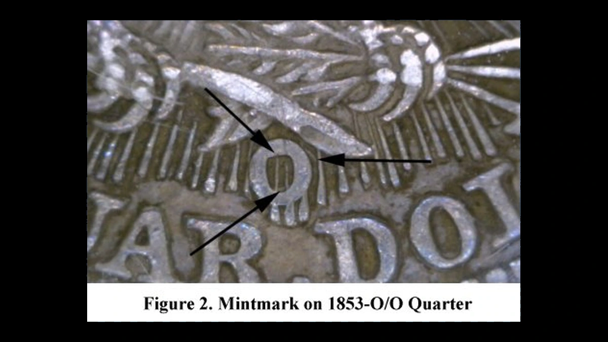 1853 Liberty Seated Quarter: Repunched O Mintmark