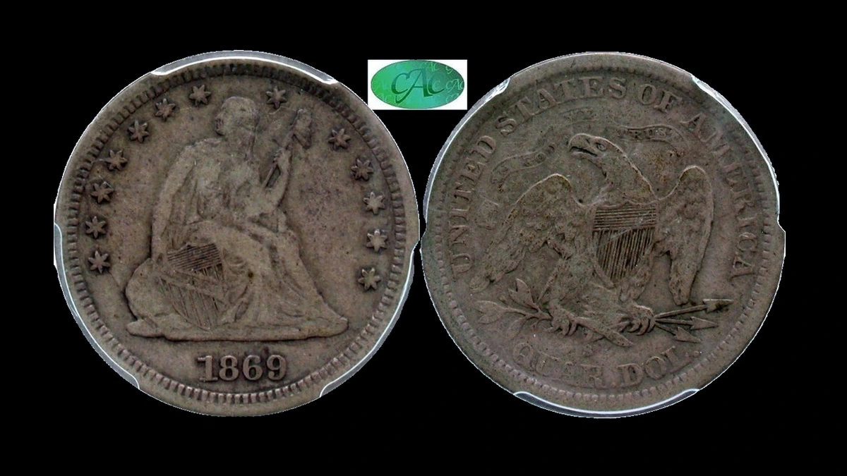 1869 Quarter Errors — error coin photographs
