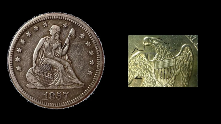 1857 Quarter Errors — error coin photographs