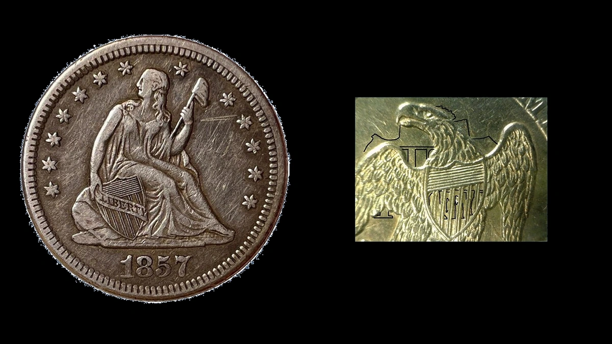 1857 Quarter Errors — error coin photographs