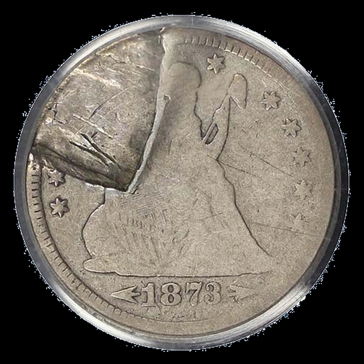 1873 Liberty Seated Quarter: Lamination