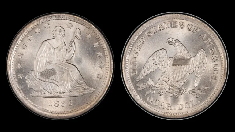1838 Liberty Seated Quarter, obverse and reverse