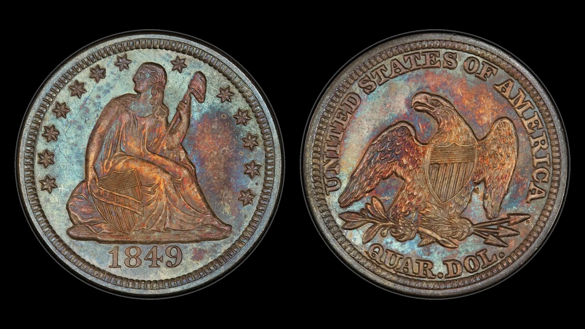 1849 Liberty Seated Quarter, obverse and reverse