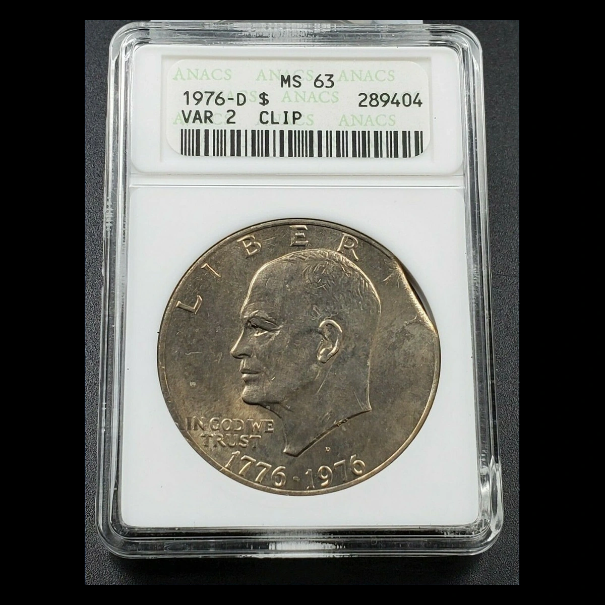 1976 Eisenhower Dollar: Clipped Planchet