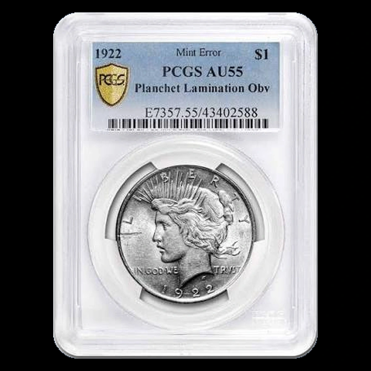 1922 Peace Silver Dollar: Lamination / Split Planchet