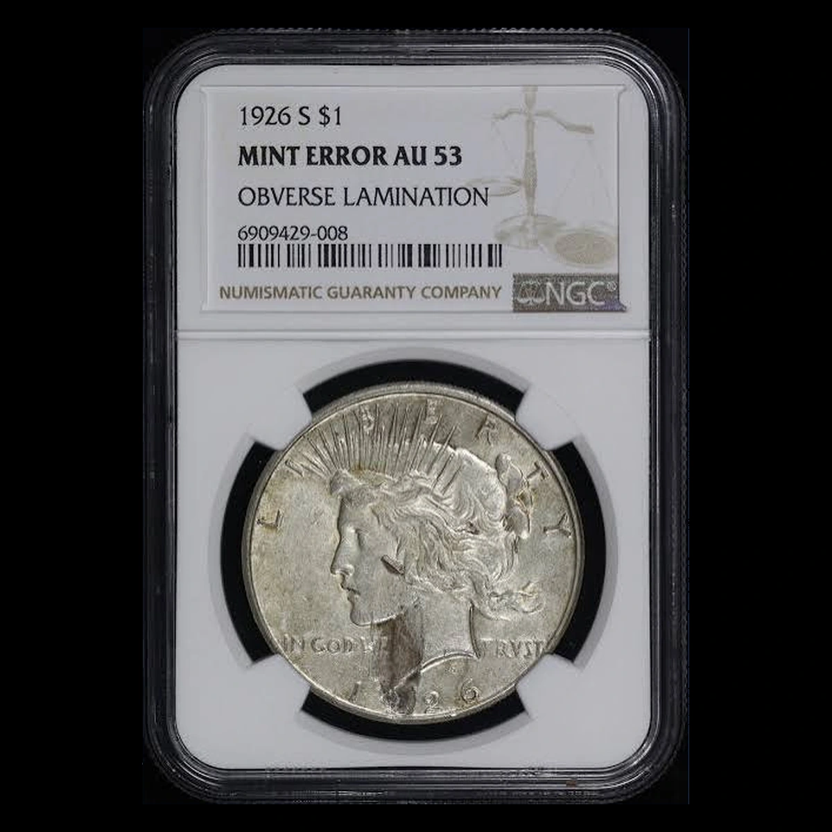 1926 Peace Silver Dollar: Lamination / Split Planchet