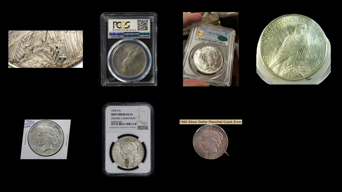 1926 Dollar Errors — error coin photographs