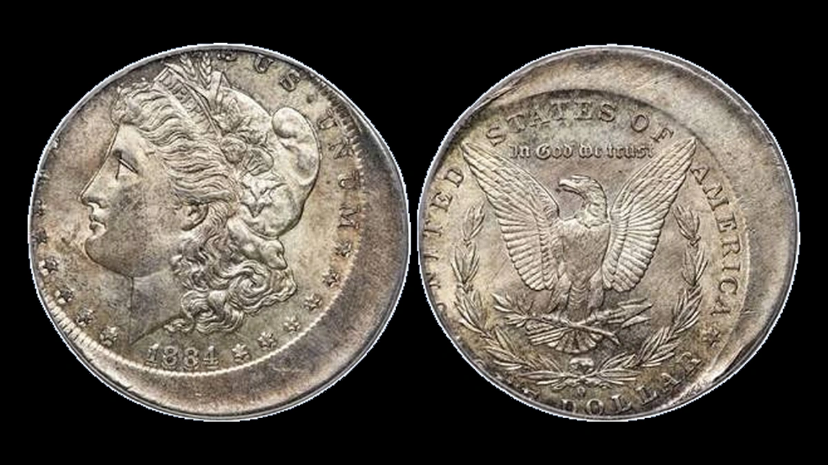 1884 Morgan Silver Dollar: Off-Center Strike