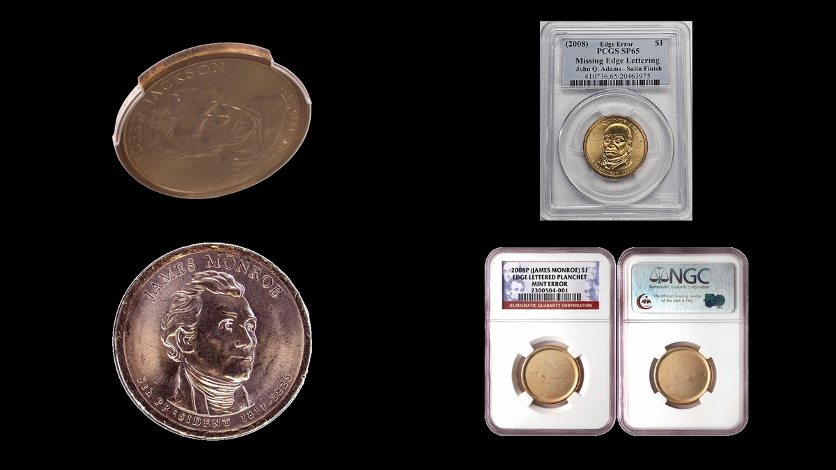 2008 Presidential Dollar Errors — error coin photographs