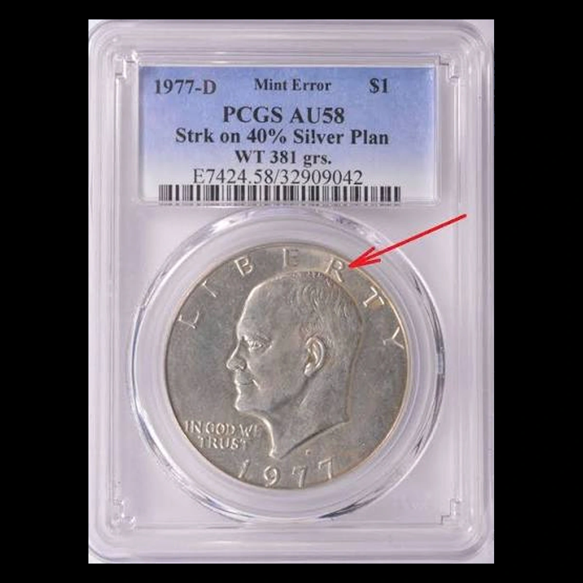 1977 Eisenhower Dollar: Struck on a 40% Silver Planchet
