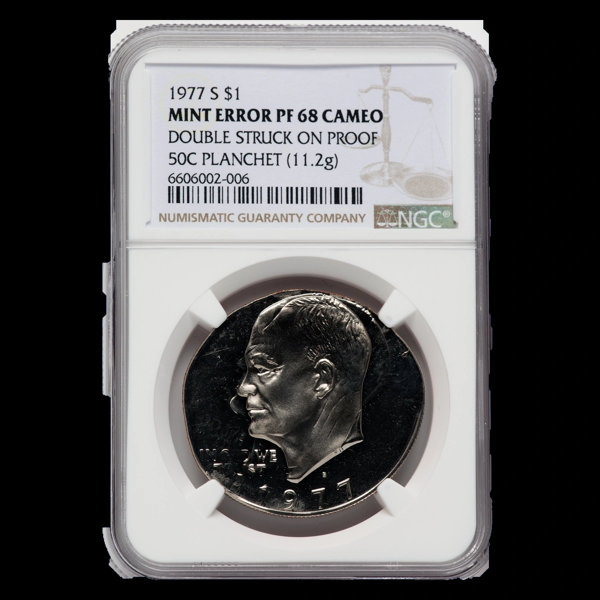 1977 Eisenhower Dollar: Double Strike with Displaced Second Impression