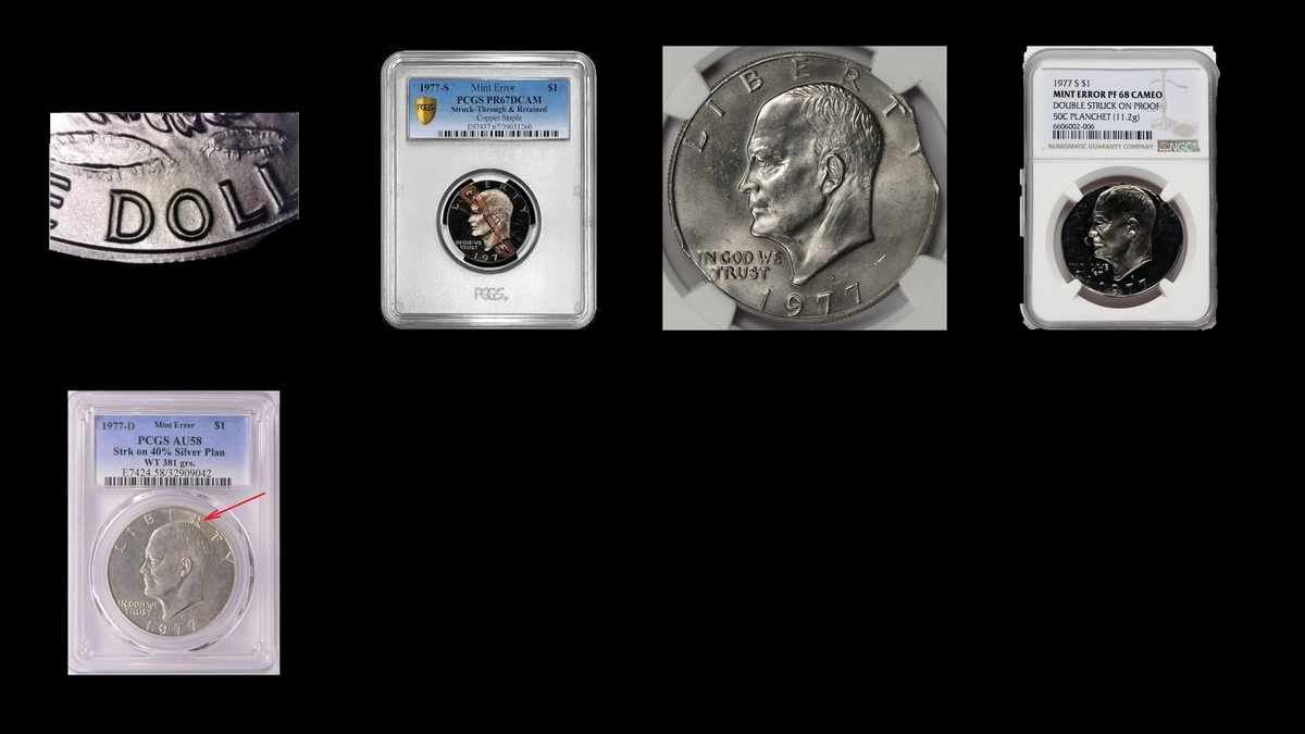 1977 Dollar Errors — error coin photographs