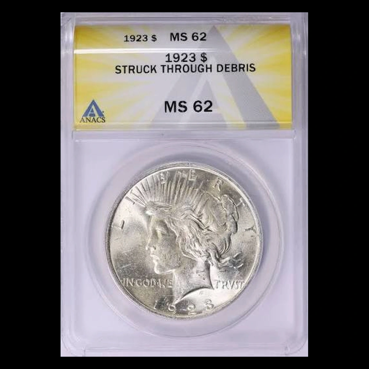 1923 Peace Dollar: Struck Through