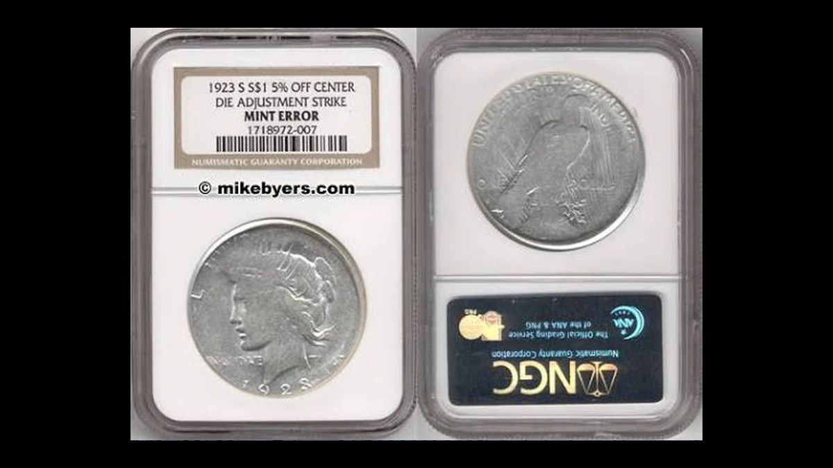 1923 Peace Silver Dollar: Off-Center Strike