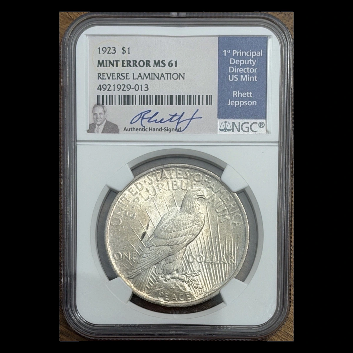 1923 Peace Dollar: Lamination