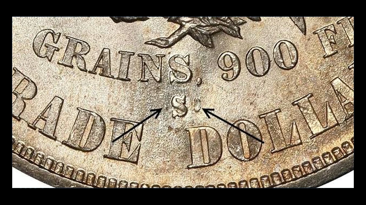 1875 Trade Dollar: Over-Mintmark