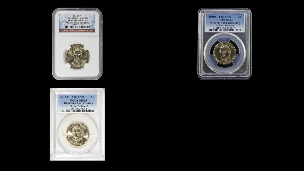 2010 Presidential Dollar Errors — error coin photographs