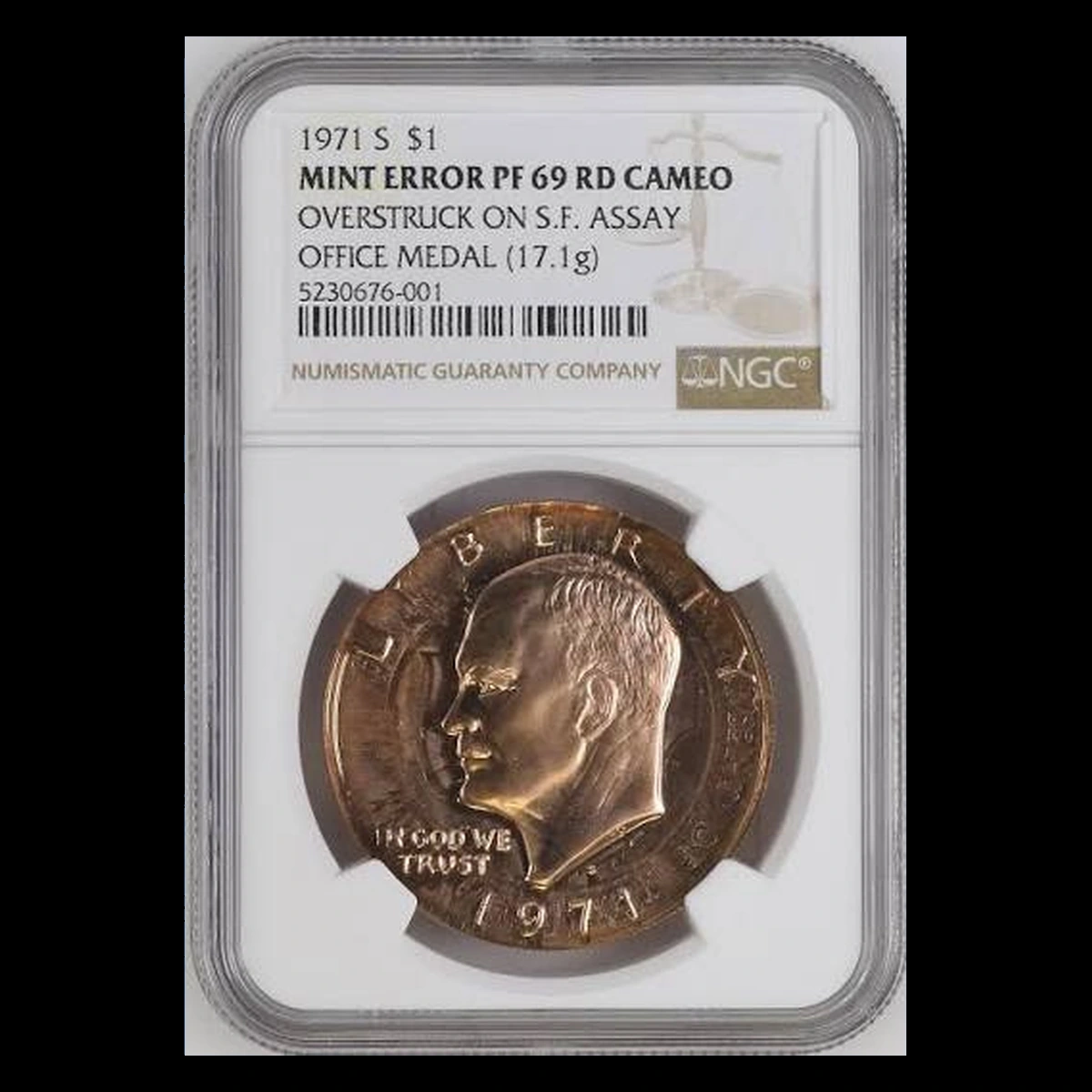 1971 Eisenhower Dollar: Struck over an Assay Office Medal
