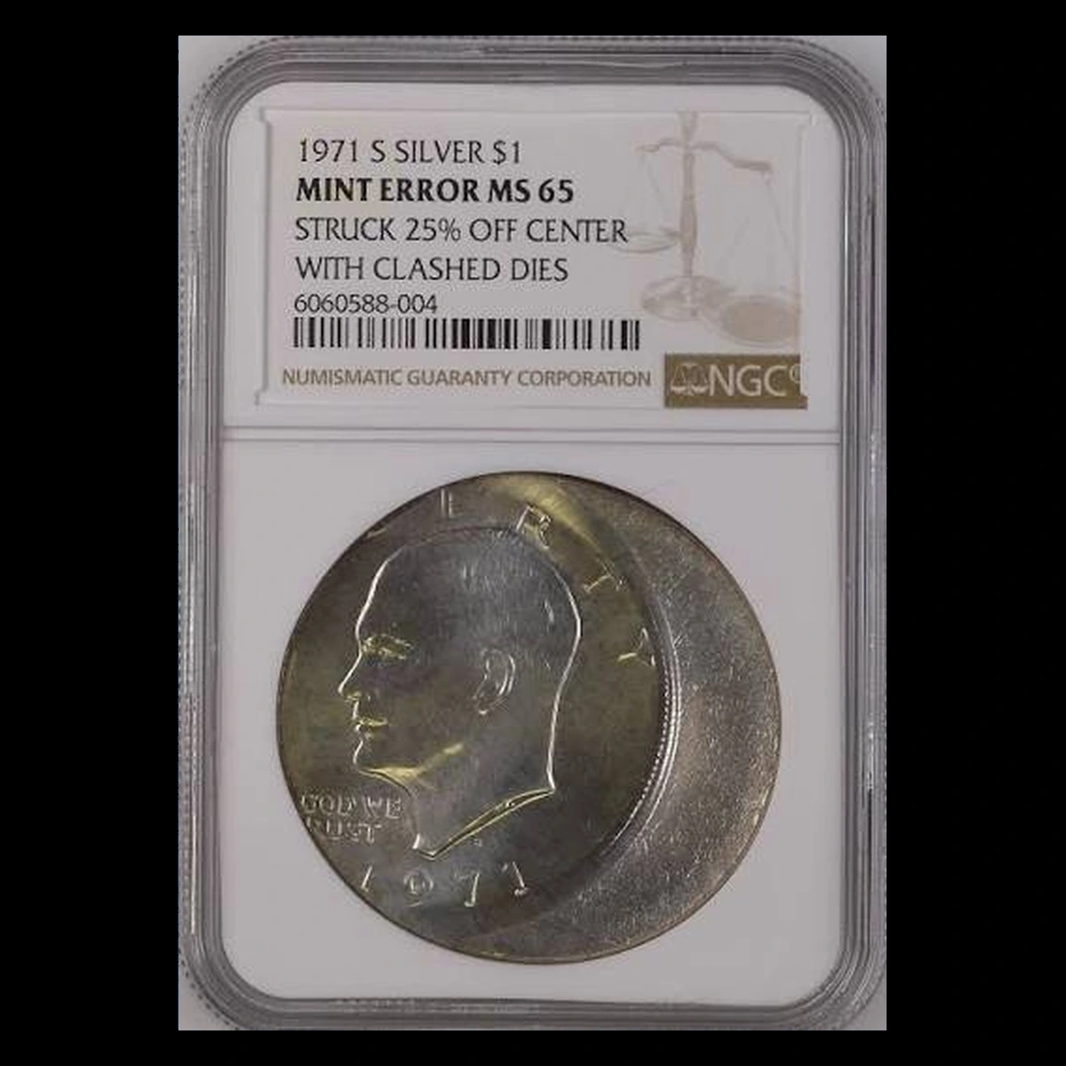 1971 Eisenhower Dollar: Off-Center Strike with Clashed Dies