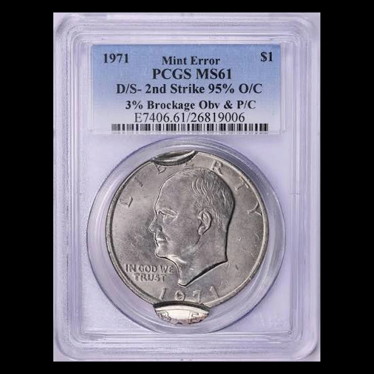 1971 Eisenhower Dollar: Double Strike with Off-Center and Brockage Features