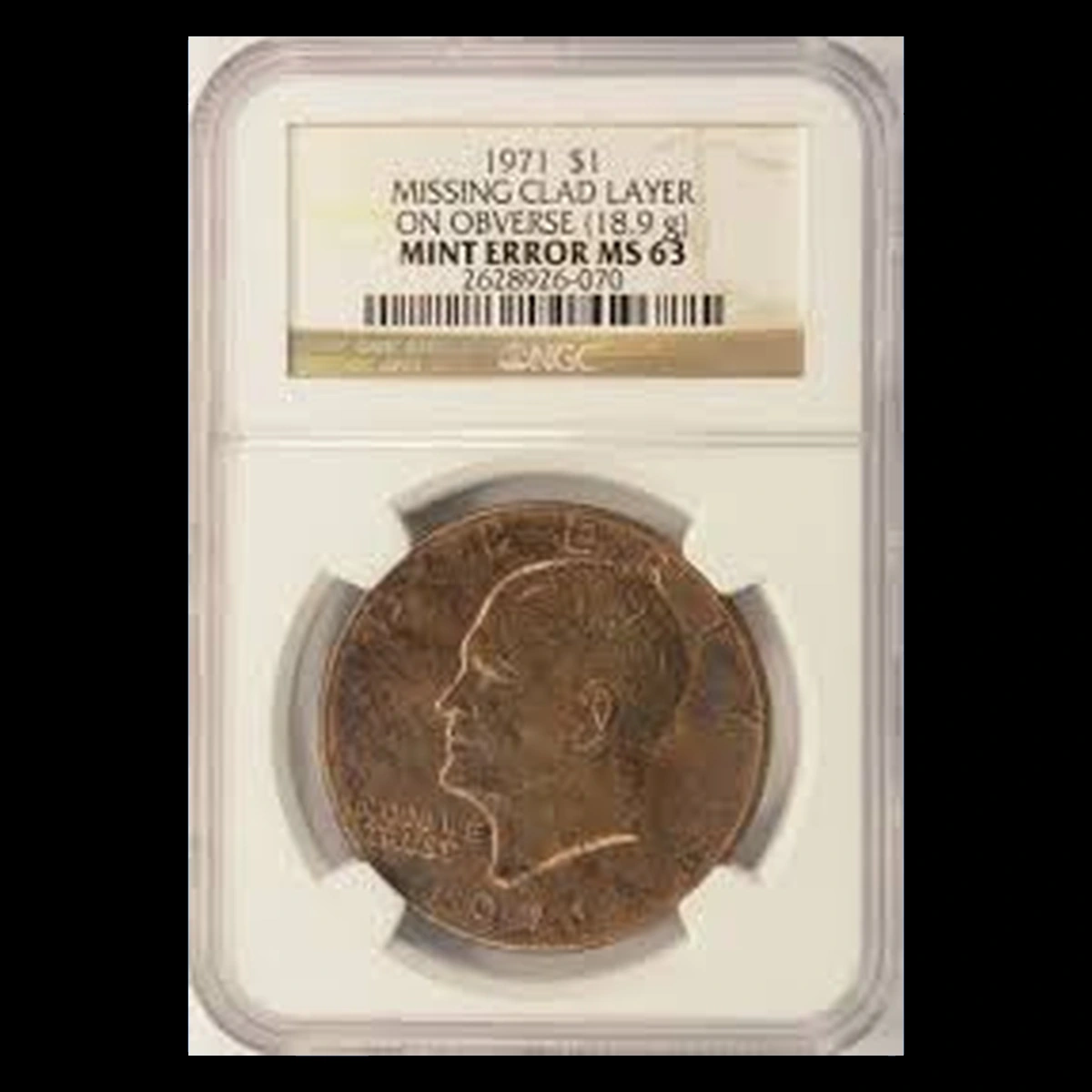 1971 Eisenhower Dollar: Missing Obverse Clad Layer