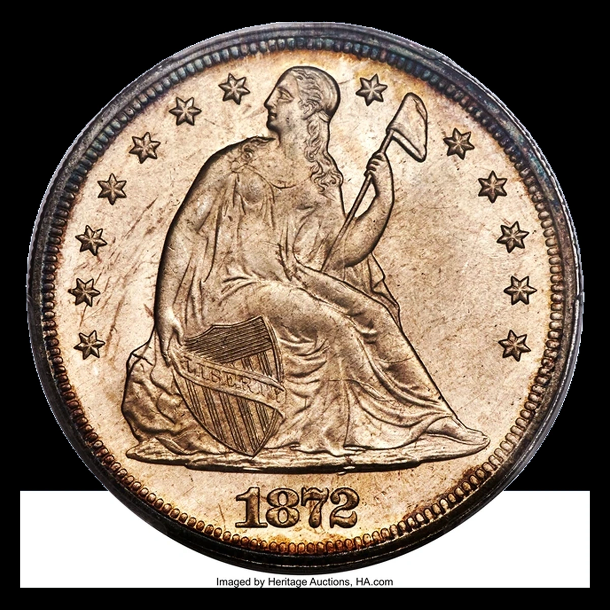 1872 Liberty Seated Dollar: Misplaced Date